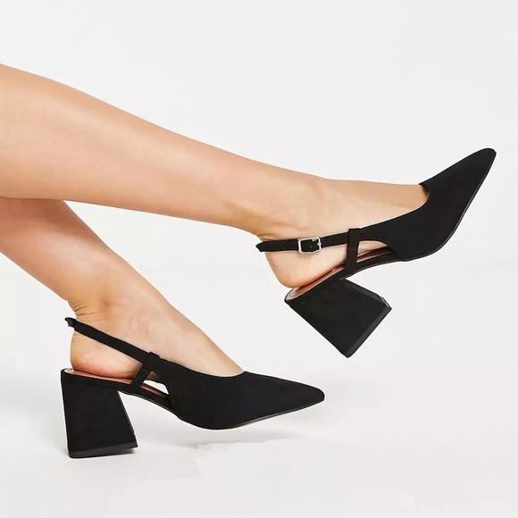 ASOS Shoes - ASOS DESIGN Sydney slingback mid block heels in black size 6 us